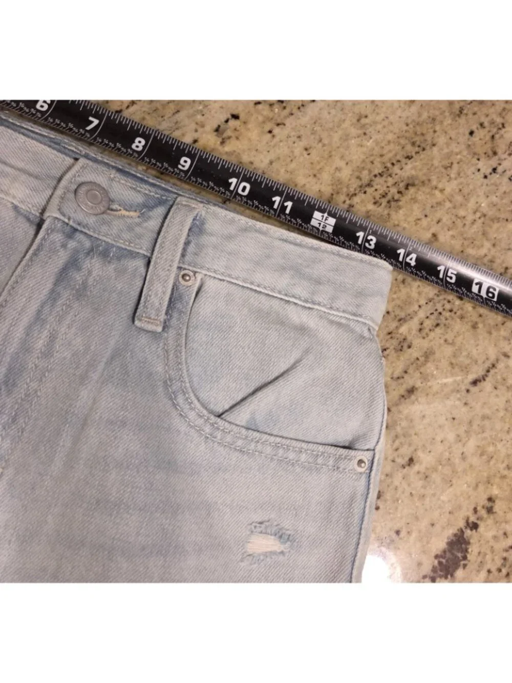 Old Navy Girls 12 Jean Shorts Slouchy Straight Cut Off Embroider Edgar Allen Po
